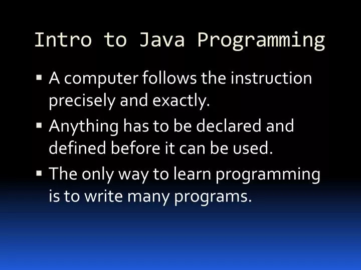 intro to java programming