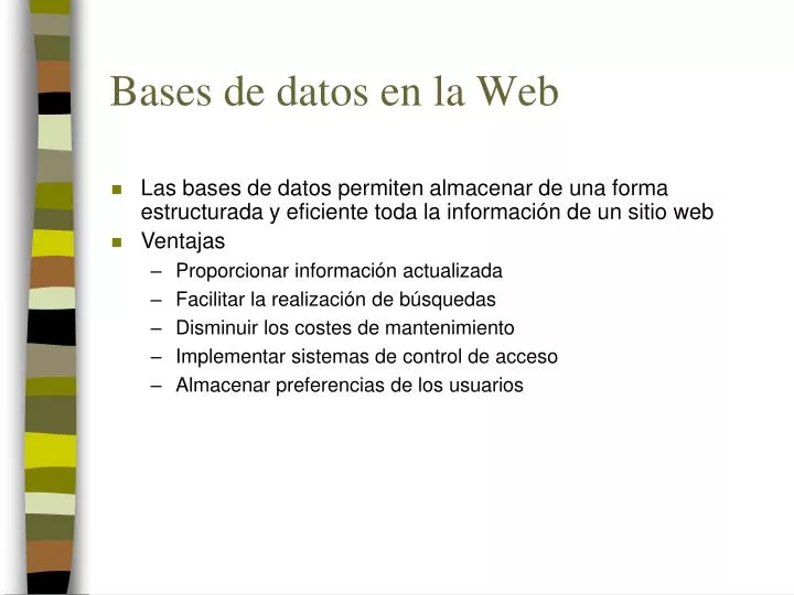 bases de datos en la web