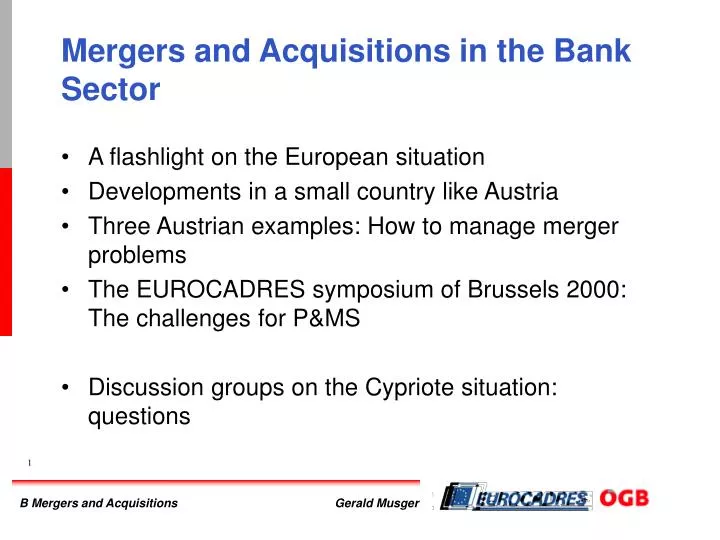 mergers and acquisitions in the bank sector