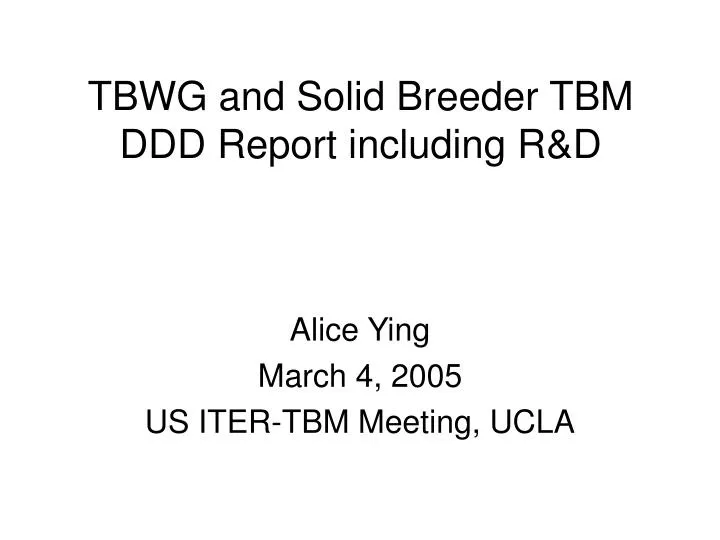 tbwg and solid breeder tbm ddd report including r d