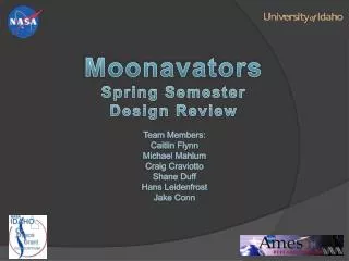 Moonavators Spring Semester Design Review