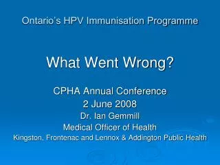ontario s hpv immunisation programme