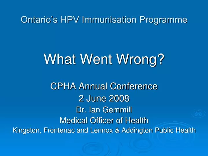 ontario s hpv immunisation programme