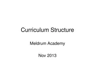 Curriculum Structure