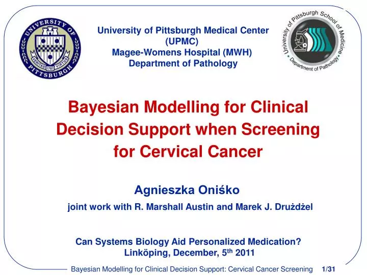 bayesian modelling for clinical decision support when screening for cervical cancer
