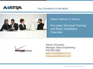 Aastra Telecom &amp; Verizon Pre-sales Technical Training and Basic Installation Overview