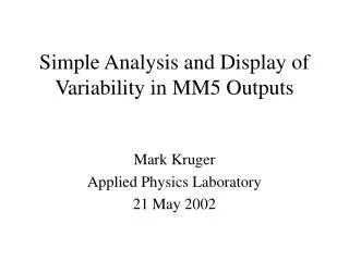 Simple Analysis and Display of Variability in MM5 Outputs