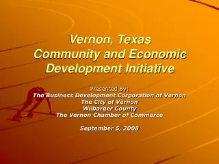 Vernon, Texas Community and Economic Development Initiative