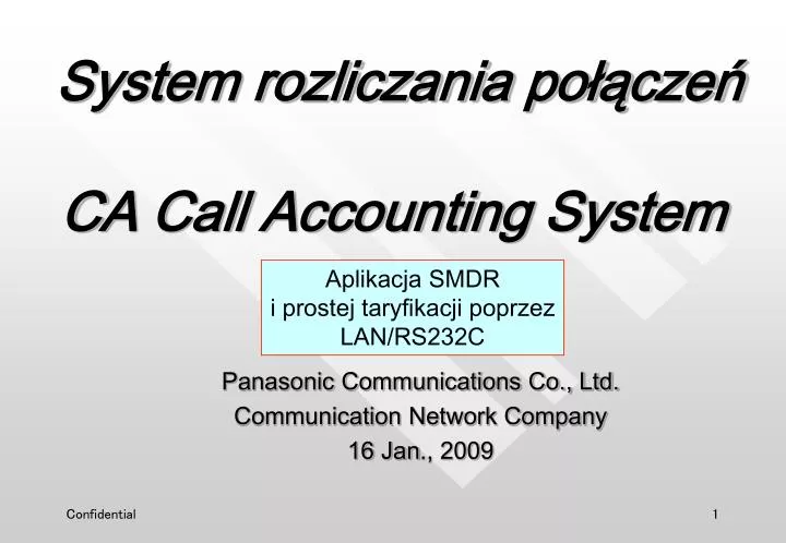 panasonic communications co ltd communication network company 16 jan 200 9