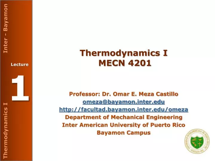 thermodynamics i mecn 4201