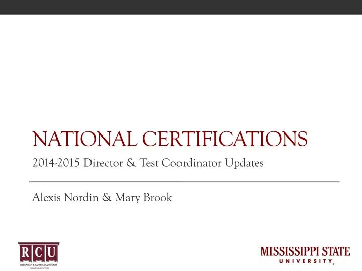 national certifications