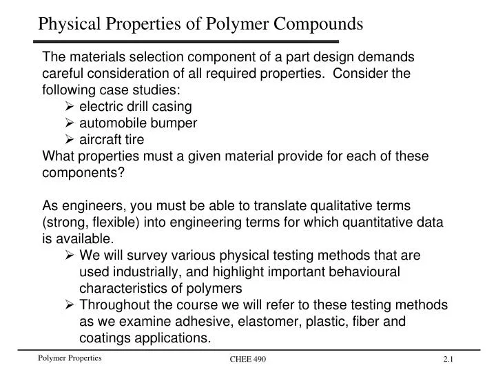 physical properties of polymer compounds
