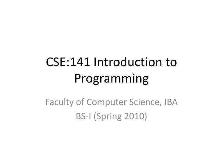 cse 141 introduction to programming