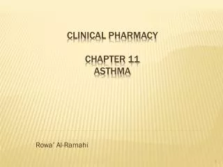 Clinical Pharmacy Chapter 11 Asthma