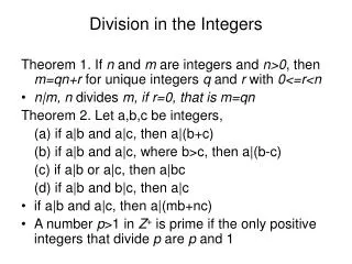 Division in the Integers