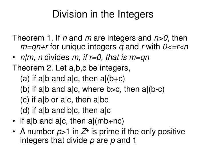 division in the integers