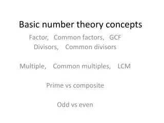 Basic number theory concepts