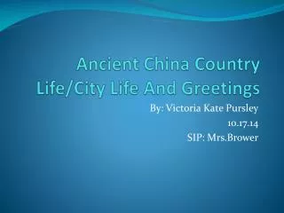 Ancient China Country Life/City Life And Greetings