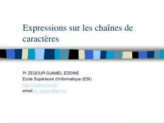 expressions sur les cha nes de caract res