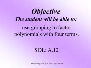 objective the student will be able to