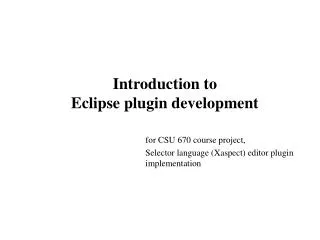 Introduction to Eclipse plugin development