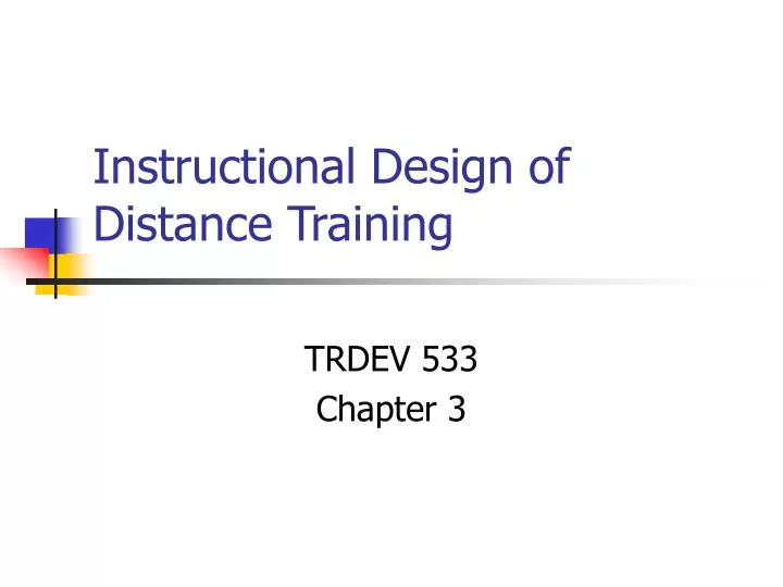 instructional design of distance training