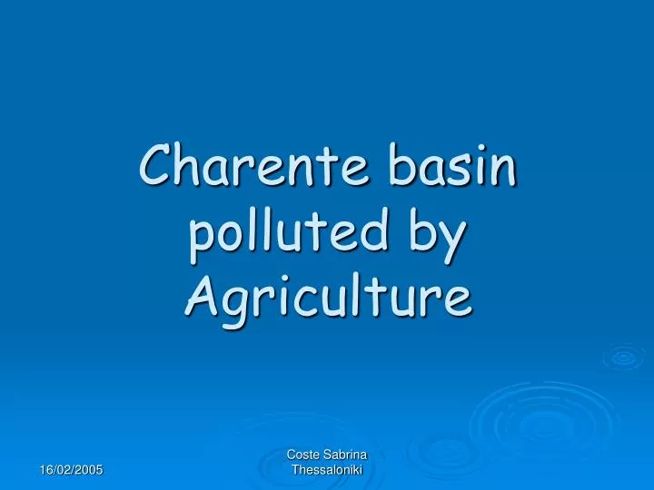 charente basin polluted by agriculture