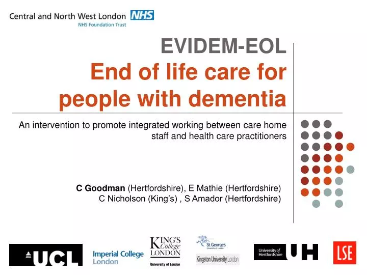 evidem eol end of life care for people with dementia