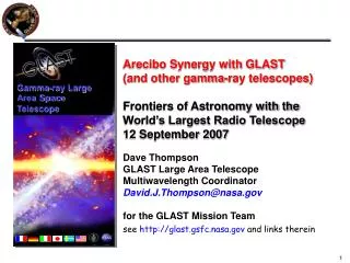 Arecibo Synergy with GLAST (and other gamma-ray telescopes)