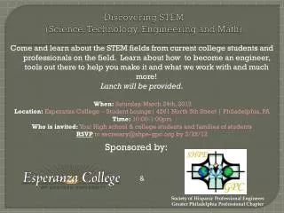 Discovering STEM (Science, Technology, Engineering and Math)