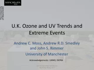 U.K. Ozone and UV Trends and Extreme Events