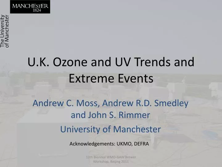 u k ozone and uv trends and extreme events