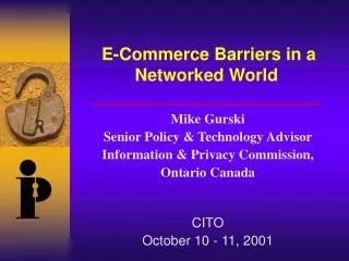 E-Commerce Barriers in a Networked World