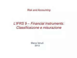 l ifrs 9 financial instruments classificaizone e misurazione