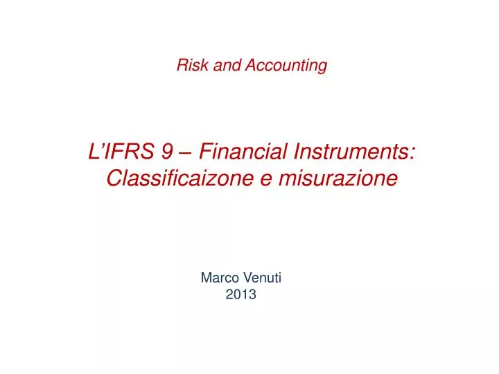 l ifrs 9 financial instruments classificaizone e misurazione