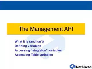 The Management API