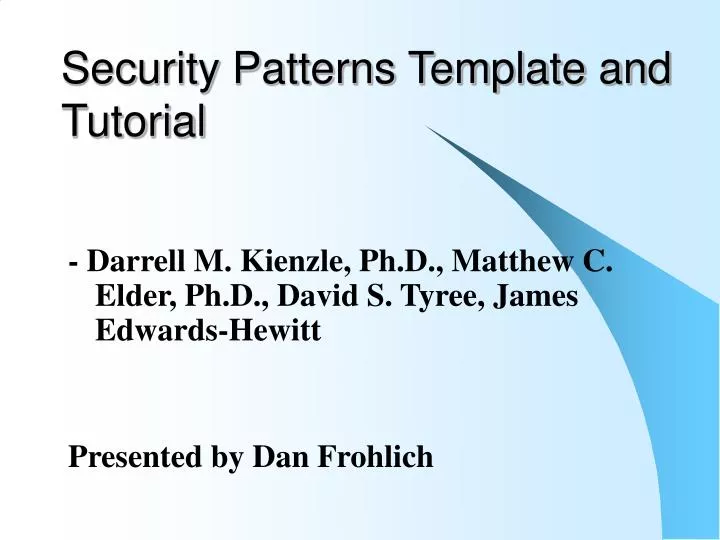 security patterns template and tutorial