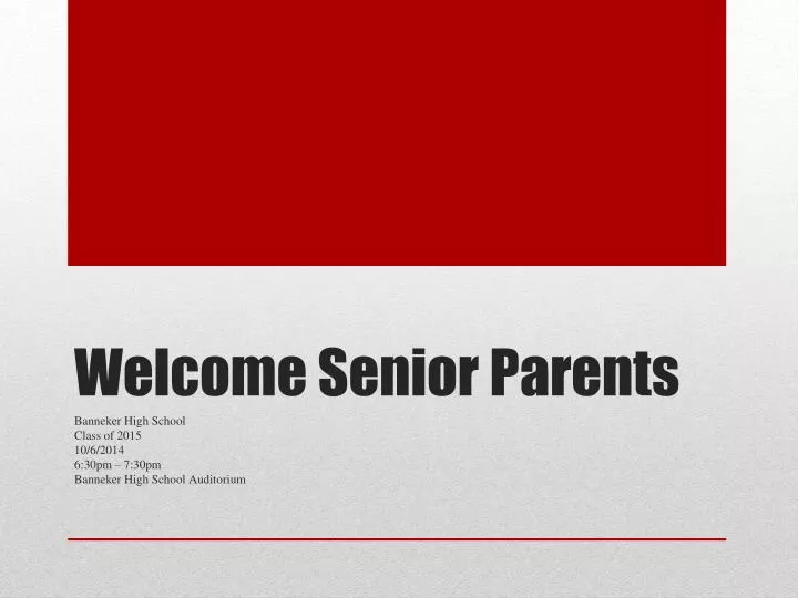 welcome senior parents