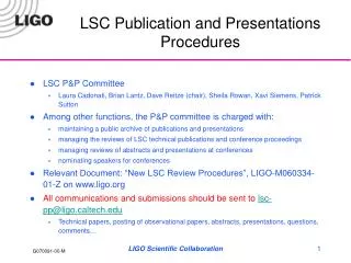 LSC Publication and Presentations Procedures