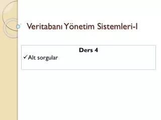 veritaban y netim sistemleri i