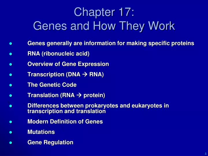 chapter 17 genes and how they work