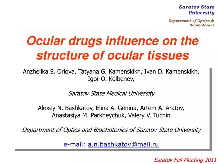 ocular drugs influence on the structure of ocular tissues