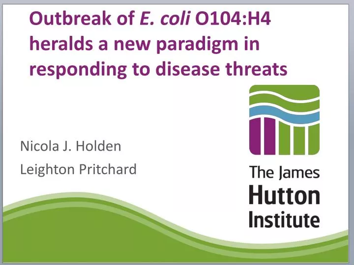 outbreak of e coli o104 h4 heralds a new paradigm in responding to disease threats
