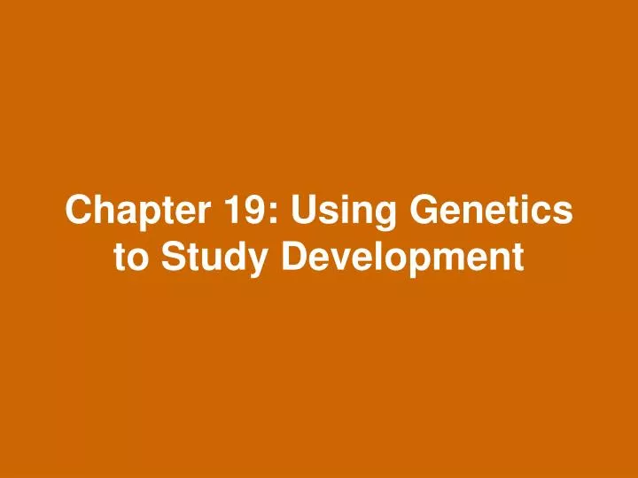 chapter 19 using genetics to study development
