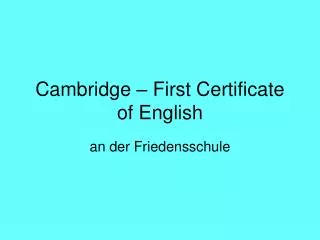 cambridge first certificate of english