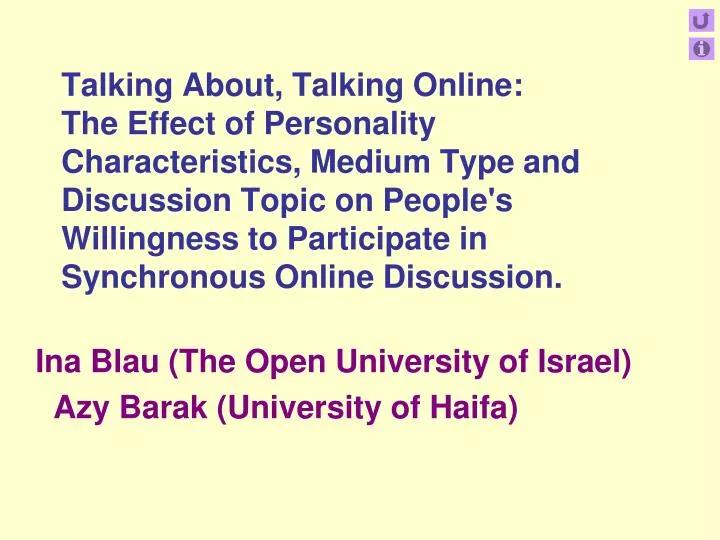 ina blau the open university of israel azy barak university of haifa