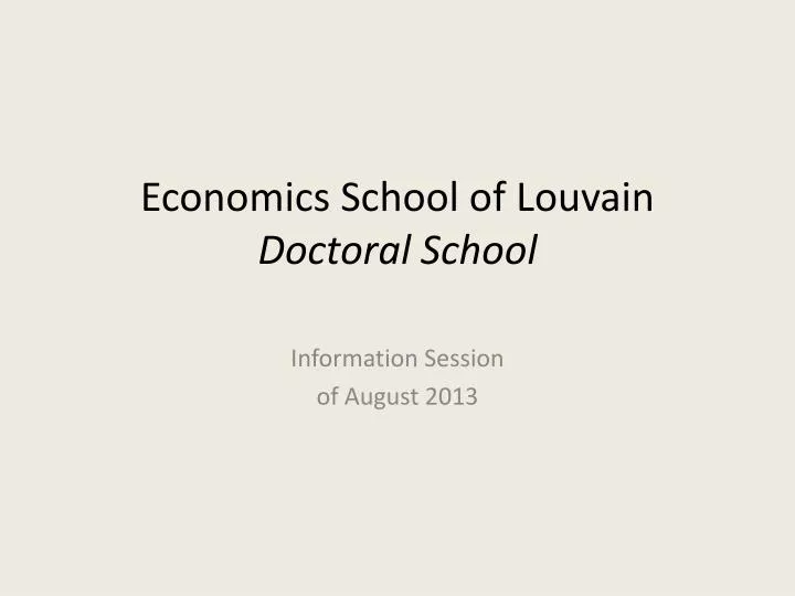 economics school of louvain doctoral school