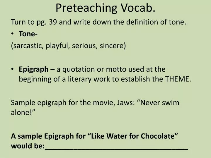 preteaching vocab