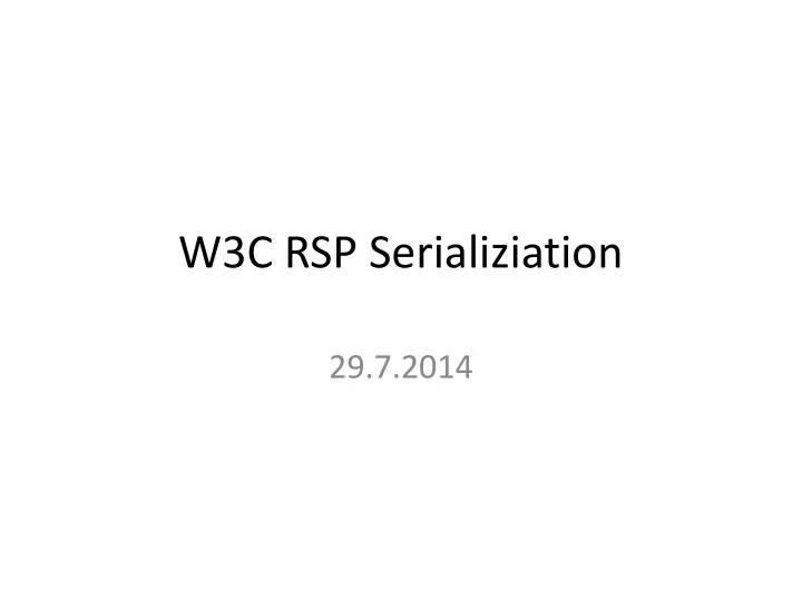 w3c rsp serializiation