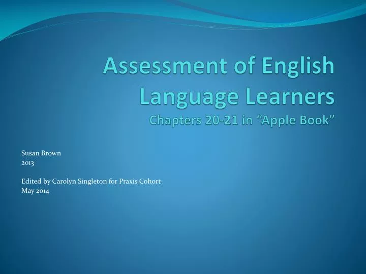 assessment of english language learners chapters 20 21 in apple book